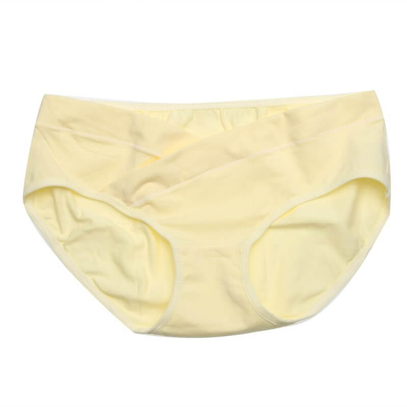 Soft Cotton Belly Support Panties for Pregnant Women Maternity Underwear Breathable V-Shaped Low Waist Panty $13.27 Dana Fashion Color: Yellow Size: L Women's clothing Features: Soft and breathable cotton material, provides a comfortable experience. High