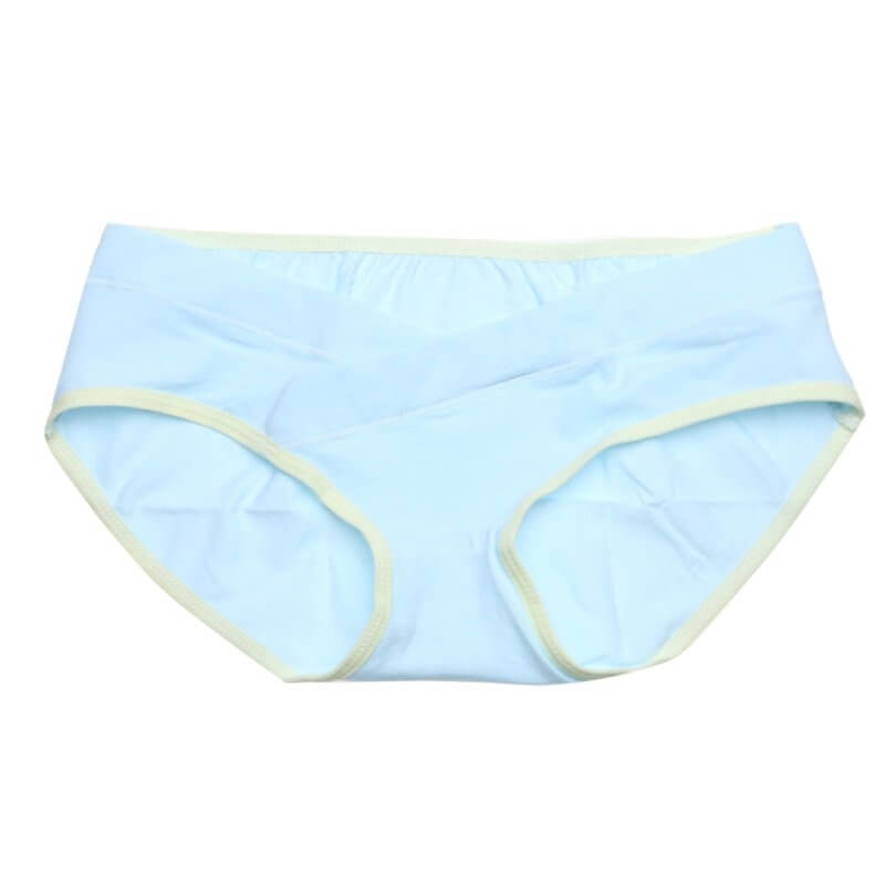 Soft Cotton Belly Support Panties for Pregnant Women Maternity Underwear Breathable V-Shaped Low Waist Panty $13.27 Dana Fashion Color: Light Blue Size: L Women's clothing Features: Soft and breathable cotton material, provides a comfortable experience. H