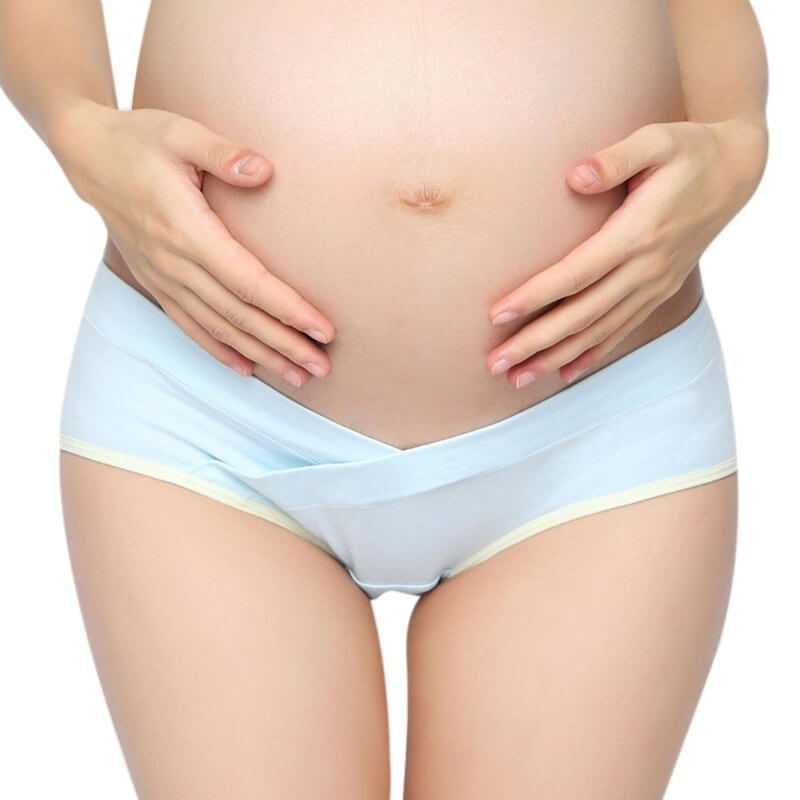 Soft Cotton Belly Support Panties for Pregnant Women Maternity Underwear Breathable V-Shaped Low Waist Panty $13.27 Dana Fashion Color: Blue Size: L Women's clothing Features: Soft and breathable cotton material, provides a comfortable experience. High el