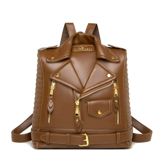 Soft Leather Textured Jacket Trendy Wild Clothes Backpack $106.65 Dana Fashion Color: Light Brown Women's Bags Product information: Applicable scenarios: Daily matching Color: black, pink, light brown, Silver Outer bag type: Three-dimensional pocket Hardn