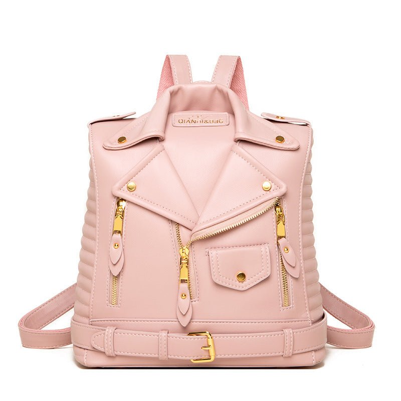 Soft Leather Textured Jacket Trendy Wild Clothes Backpack $106.65 Dana Fashion Color: Pink Women's Bags Product information: Applicable scenarios: Daily matching Color: black, pink, light brown, Silver Outer bag type: Three-dimensional pocket Hardness: me