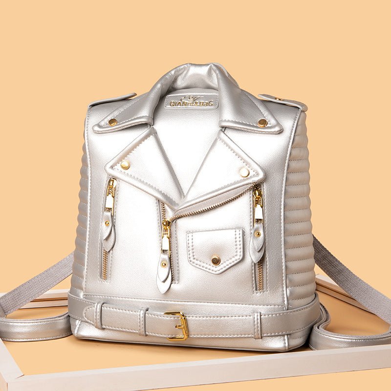 Soft Leather Textured Jacket Trendy Wild Clothes Backpack $106.65 Dana Fashion Color: Black Women's Bags Product information: Applicable scenarios: Daily matching Color: black, pink, light brown, Silver Outer bag type: Three-dimensional pocket Hardness: m
