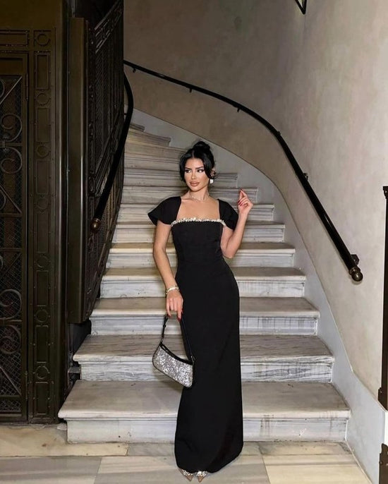 Solid Color Diamond Evening Dress $82.90 Dana Fashion Color: Black Size: L Women's clothing Product information: Pattern: solid color Skirt type: tight skirt Color: red, black, blue Waist type: high waist Size: XS,S,M,L Style type: Elegant Combination for