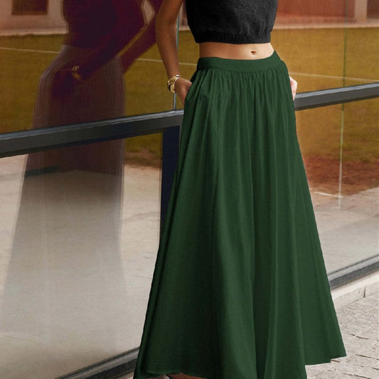 Solid Color Fashion Casual All-match Women's Skirt $49.00 Dana Fashion Color: Black Size: L Women's clothing Product information: Pattern: solid color Color: white, black, dark green Main fabric composition: Polyester Size: S,M,L,XL Style type: temperamen