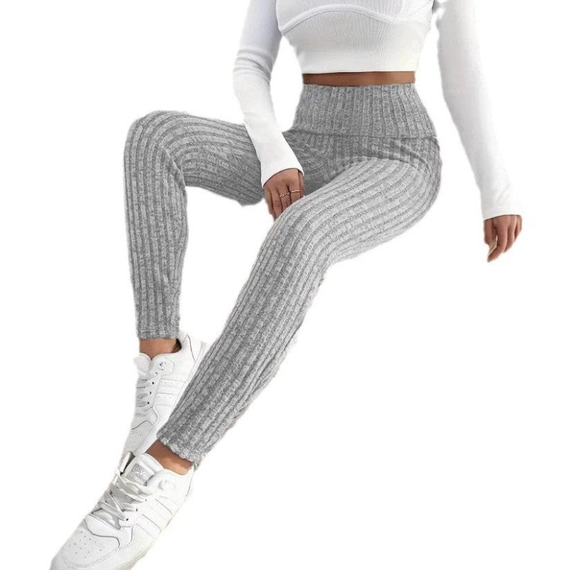 Solid Color High Waist Tight Cold-proof Warm Leggings Women's $24.99 Dana Fashion Color: Light Gray Size: L Women's clothing Product information: Thickness: medium Fabric name: Polyester Color: light gray Elastic: medium elastic Pants length: cropped pant
