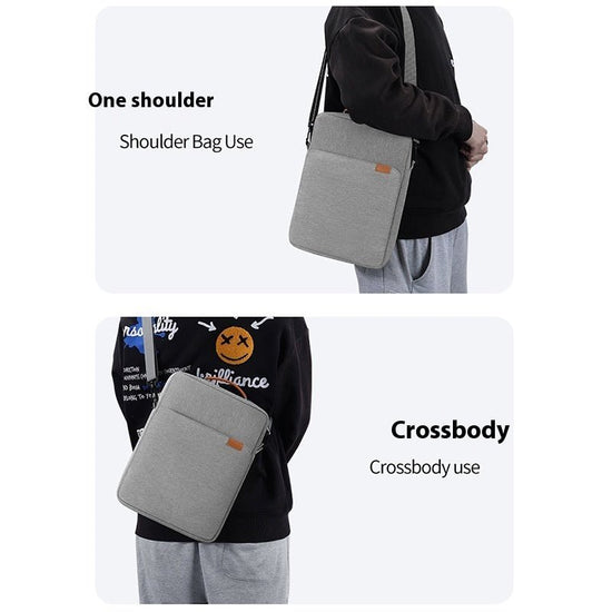 Solid Color Wear-resistant Lightweight Portable Shoulder Crossbody Tablet PC Bag $28.78 Dana Fashion Color: Black Size: 11 Inches Women's Bags Product information: Pattern: solid color Lining texture: Cotton Color: gray, black Applicable gender: neutral/b