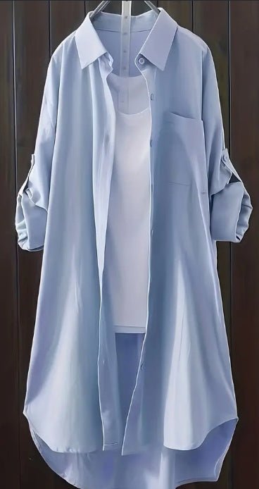 Solid Patched Pocket Simple Shirt, Versatile Long Sleeve Button Front Shirt, Women's ClothingDana FashionDana FashionSolid Patched Pocket Simple Shirt, Versatile Long Sleeve Button Front Shirt, Women's Clothing