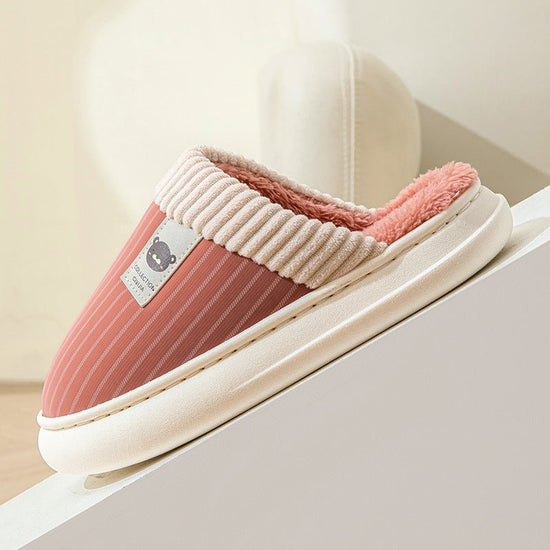 Solid Striped Plush Slippers Winter Warm Bear Fleece Shoes House Indoor Bedroom Floor Thick-soled Home Slipper For Women Men Couple $29.79 Dana Fashion Color: Coffee Size: 40to41 Women's shoes Product information: Sole material :pvc Applicable gender: Neu