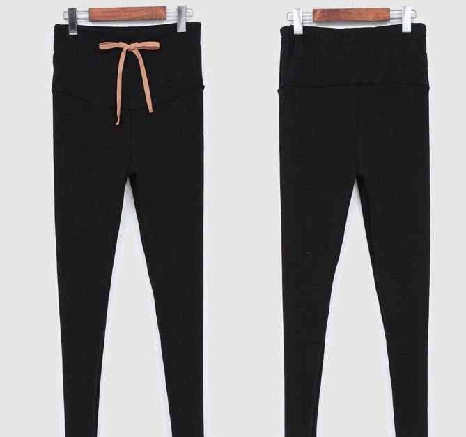 South Korea maternity new winter pregnant women foot leggings and cashmere trousers abdomen supporting feet thick spot $34.66 Dana Fashion Size: L Color: Black style: Flat foot Baby & Mother Texture: cotton blend + velvet Color: black, dark gray, light gr
