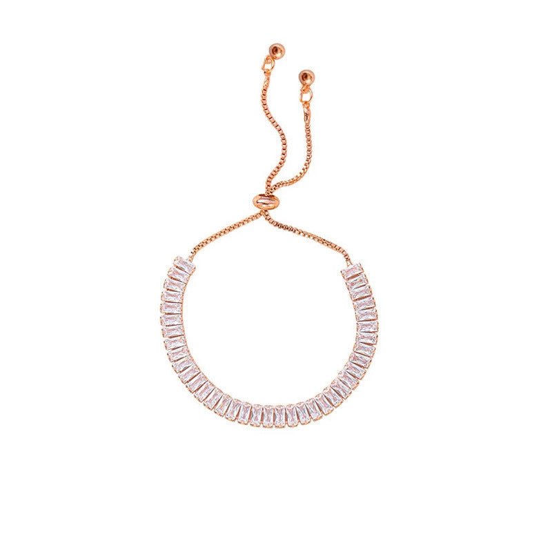 Special-interest Design Pull Adjustable Light Luxury Full Rhinestone Zircon Bracelet $15.00 Dana Fashion Color: Gold Women's Accessories Product information: Treatment Process: Diamond Color: silver, gold, rose gold Applicable people: women Applicable occ