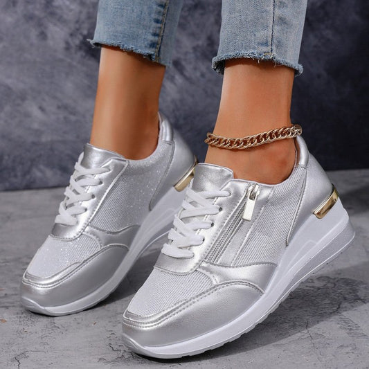 Sports And Leisure New Fashion Shoes $42.64 Dana Fashion Color: Gold Size: 37 Women's shoes Product information: Pattern: solid color Applicable sports: Universal Lining material: pu Color: gold, silver Upper height: low top Size: 37, 38, 39, 40, 41, 42,