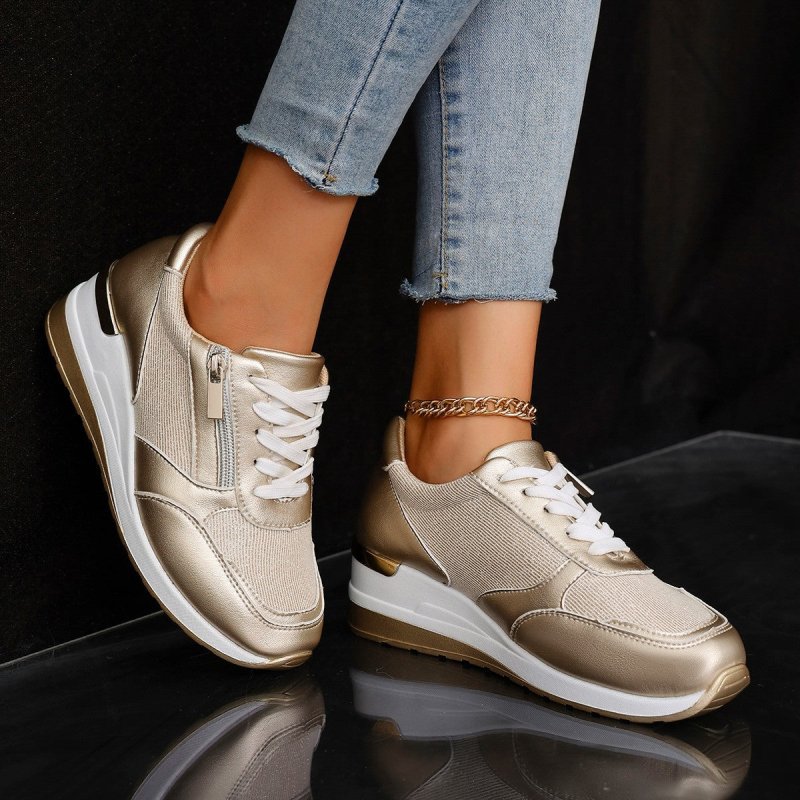 Sports And Leisure New Fashion Shoes $42.64 Dana Fashion Color: Gold Size: 37 Women's shoes Product information: Pattern: solid color Applicable sports: Universal Lining material: pu Color: gold, silver Upper height: low top Size: 37, 38, 39, 40, 41, 42,