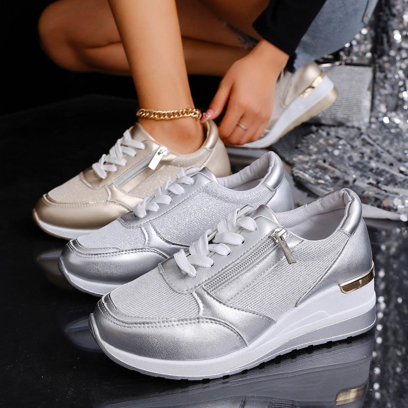 Sports And Leisure New Fashion Shoes $42.64 Dana Fashion Color: Gold Size: 37 Women's shoes Product information: Pattern: solid color Applicable sports: Universal Lining material: pu Color: gold, silver Upper height: low top Size: 37, 38, 39, 40, 41, 42,