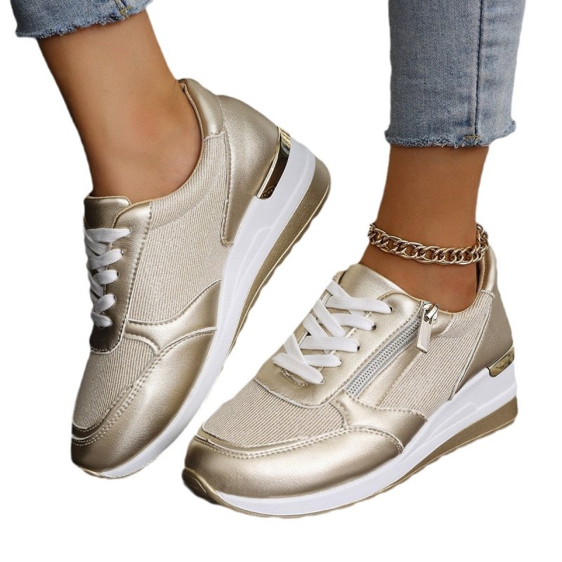 Sports And Leisure New Fashion Shoes $42.64 Dana Fashion Color: Gold Size: 37 Women's shoes Product information: Pattern: solid color Applicable sports: Universal Lining material: pu Color: gold, silver Upper height: low top Size: 37, 38, 39, 40, 41, 42,