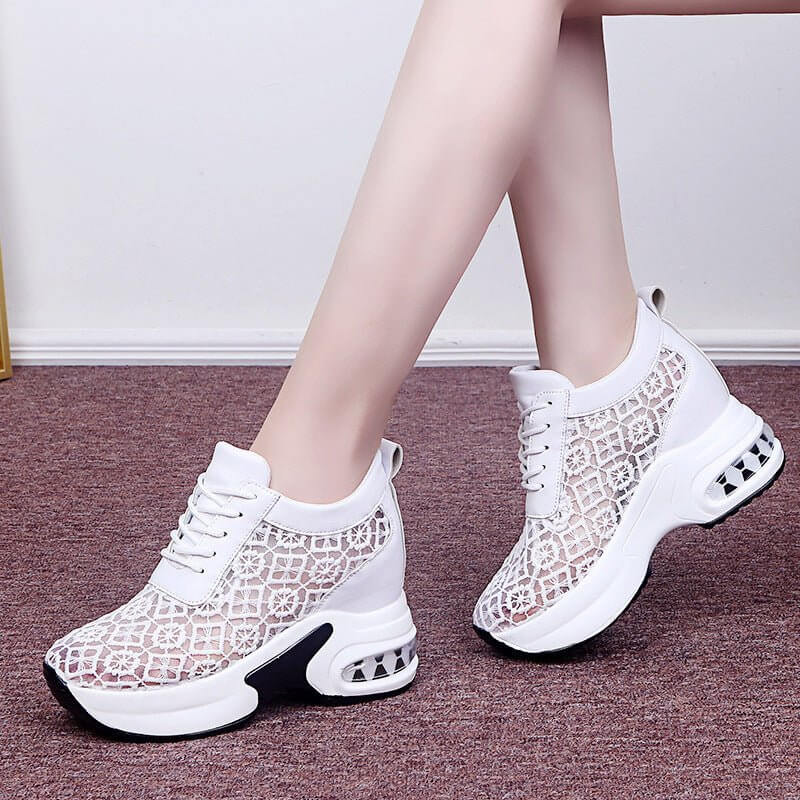 Sports Casual Single Shoes Women's Platform Net Shoes $39.90 Dana Fashion Color: White Size: 35 Women's shoes Product category : sports casual shoes Style: Korean Suitable season: summer, spring, autumn Applicable gender: female Upper Material: Mesh Popul