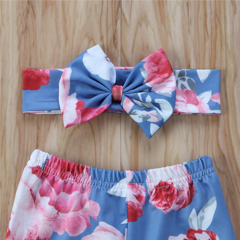 Spring And Summer Flower Print Basic Baby Pants $19.58 Dana Fashion Color: Light Blue Size: 100cm Baby Clothing Product Information: Applicable gender: female Style: Europe and America Suitable age: infants and children Suitable season: summer, spring Sty