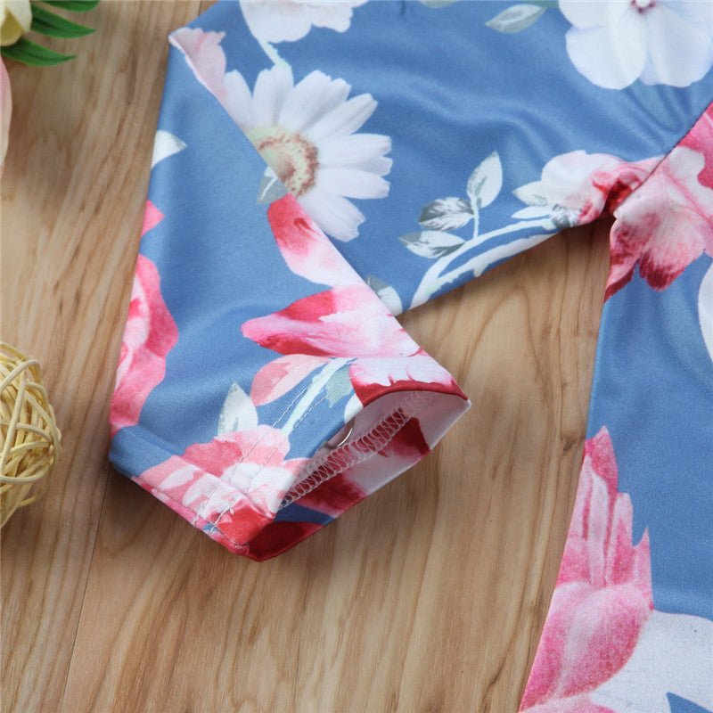 Spring And Summer Flower Print Basic Baby Pants $19.58 Dana Fashion Color: Light Blue Size: 100cm Baby Clothing Product Information: Applicable gender: female Style: Europe and America Suitable age: infants and children Suitable season: summer, spring Sty