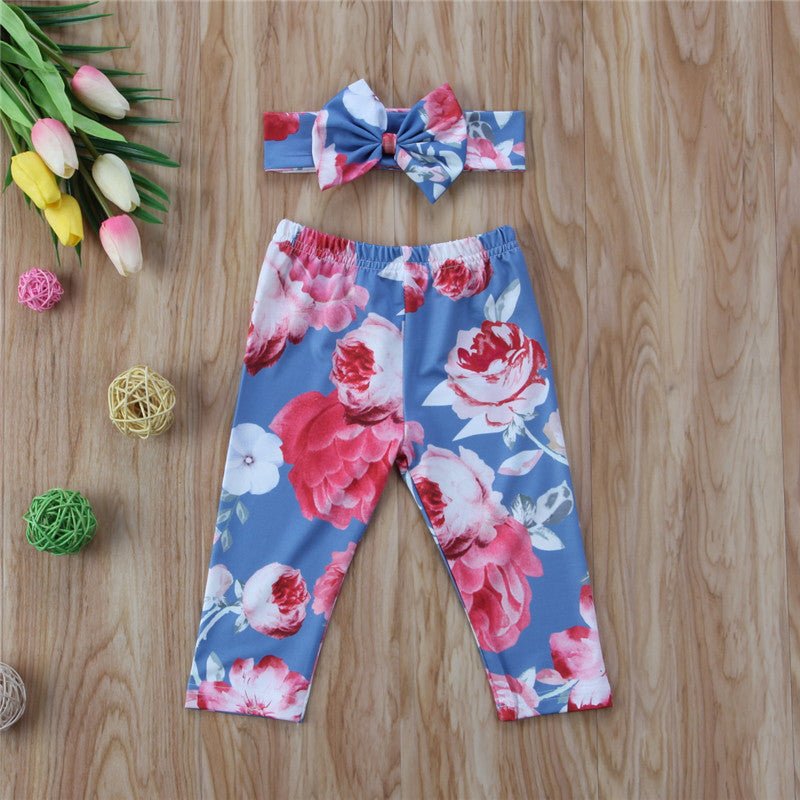 Spring And Summer Flower Print Basic Baby Pants $19.58 Dana Fashion Color: Light Blue Size: 100cm Baby Clothing Product Information: Applicable gender: female Style: Europe and America Suitable age: infants and children Suitable season: summer, spring Sty