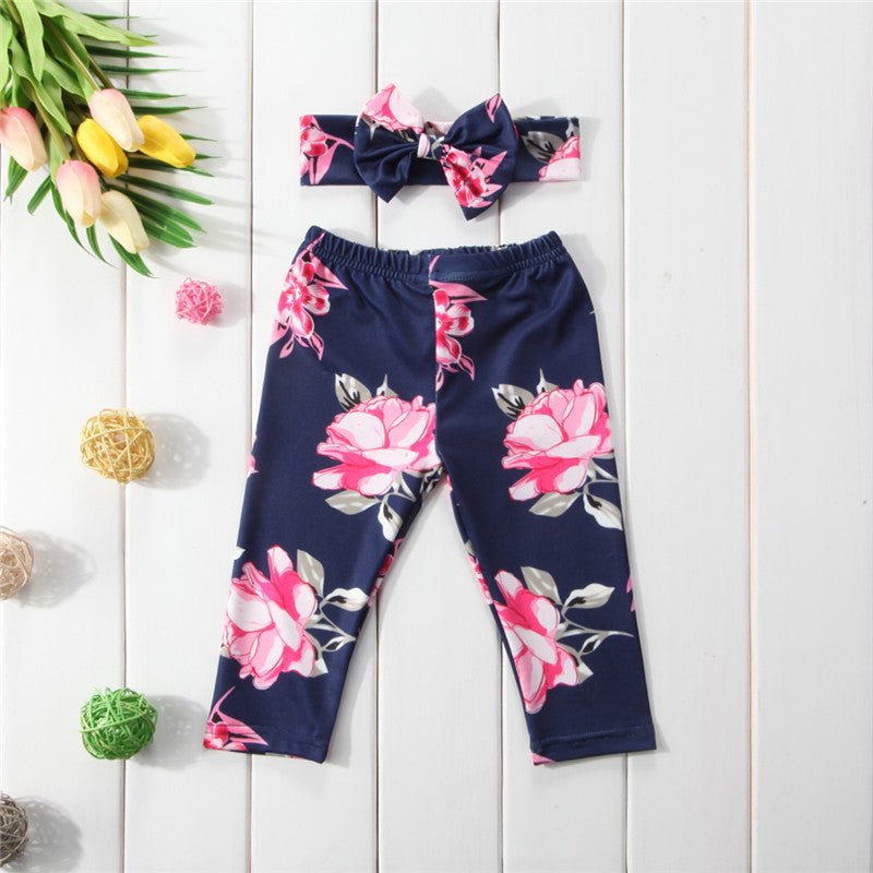 Spring And Summer Flower Print Basic Baby Pants $19.58 Dana Fashion Color: Sapphire blue Size: 100cm Baby Clothing Product Information: Applicable gender: female Style: Europe and America Suitable age: infants and children Suitable season: summer, spring