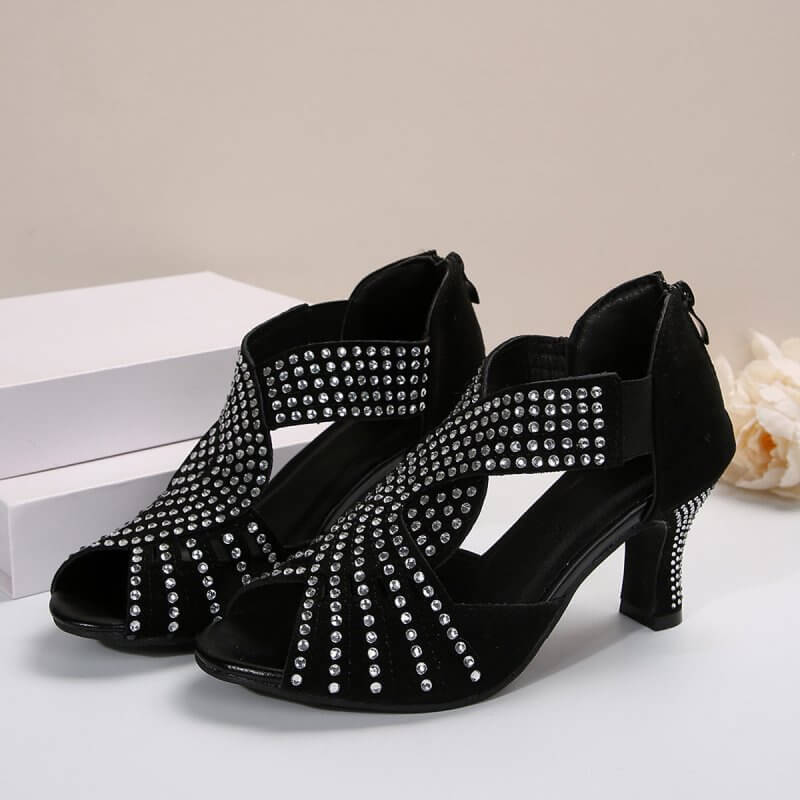 Spring And Summer New Rhinestone High-heeled Peep Toe Sandals $39.90 Dana Fashion Color: Black Size: 36 Women's shoes Product information: Lining material: imitation leather Toe bracket shape: Fish Mouth Color: Black Shoe Upper material: PU Size: 36, 37,