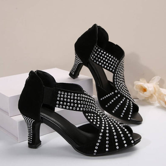 Spring And Summer New Rhinestone High-heeled Peep Toe Sandals $39.90 Dana Fashion Color: Black Size: 36 Women's shoes Product information: Lining material: imitation leather Toe bracket shape: Fish Mouth Color: Black Shoe Upper material: PU Size: 36, 37,