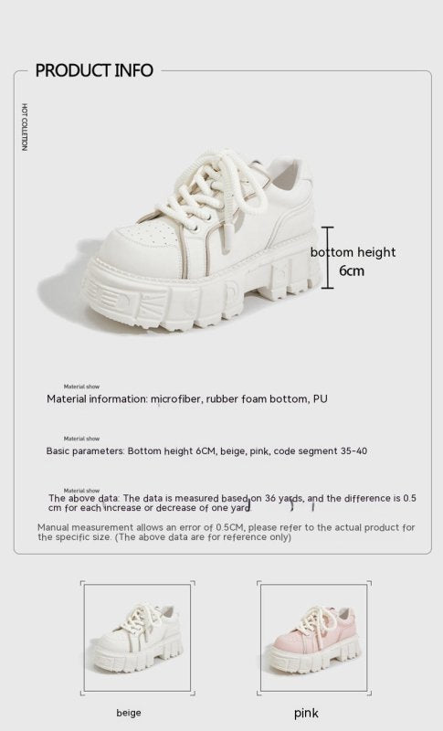 Spring Muffin Bottom Fashion All-match Height Increasing Casual Leather Shoes $69.99 Dana Fashion Color: Beige Size: 35 Women's shoes Product information: Pattern: solid color Color: beige, pink Size: 35, 36, 37, 38, 39, 40 Sole craft: viscose shoes Sole