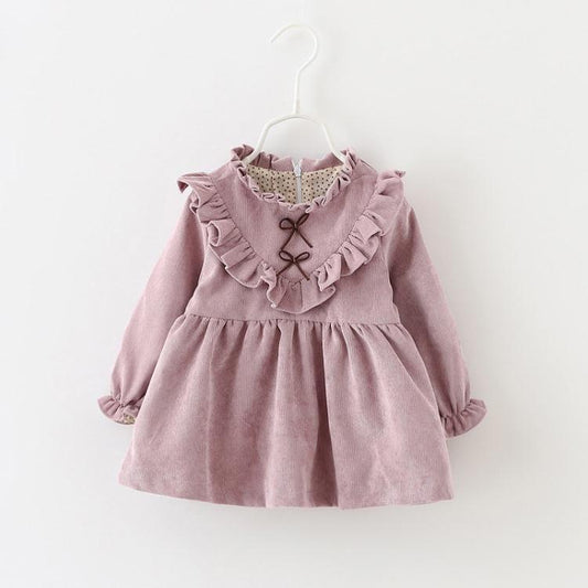 spring new Korean dress children's skirt, baby girl dress, baby spring blouse, corduroy $21.66 Dana Fashion Color: Pink Size: 100 Baby Clothing Product information: Style: Casual Fabric name: Corduroy Skirt category: Dress Fabric technology: pleats Color: