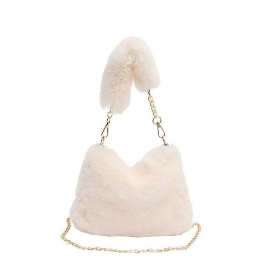 Square Plush Portable Fashion Simple Chain Bag Single-shoulder Bag $13.98 Dana Fashion Color: Beige Women's Bags Product information: Lining texture: synthetic leather Applicable scenarios: Daily configuration Color: Black handbag square bag, Milky White
