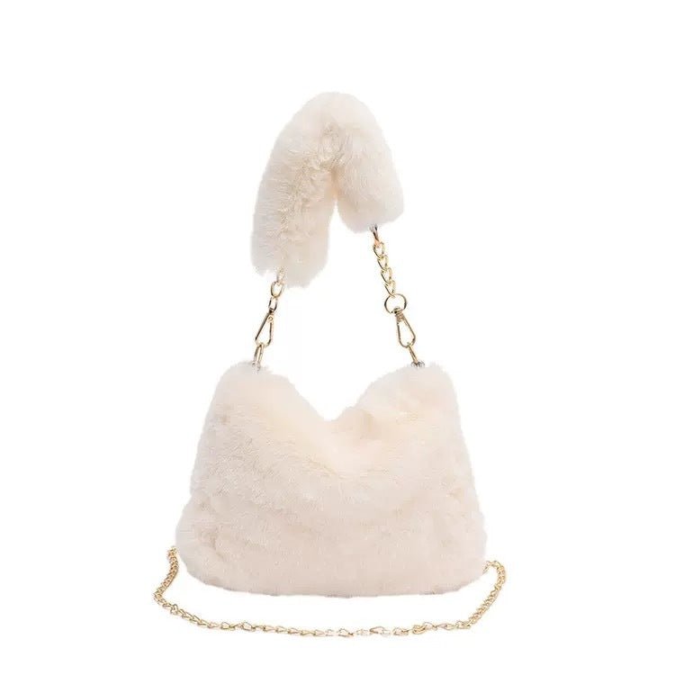 Square Plush Portable Fashion Simple Chain Bag Single-shoulder Bag $13.98 Dana Fashion Color: Beige Women's Bags Product information: Lining texture: synthetic leather Applicable scenarios: Daily configuration Color: Black handbag square bag, Milky White