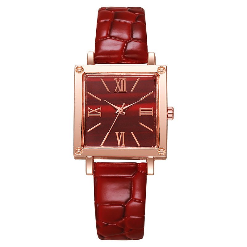 Square Watch Affordable Luxury Fashion Bamboo Pattern $13.44 Dana Fashion Color: Red Women's Accessories Product information: Color: white, black, pink, green, red, blue Thickness: 7mm Mirror material: ordinary glass mirror Buckle style: pin buckle Watch-