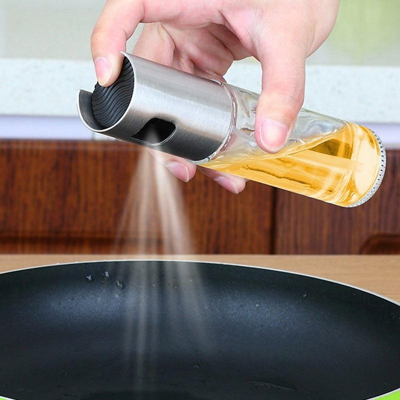 Stainless Steel Barbecue Spray Bottle $34.58 Dana Fashion Color: Glass Dana's Kitchen Overview: Stainless steel spray olive oil bottle Reusable and widely used This stainless steel injector can be used not only for oil, but also for soy sauce, vinegar, le