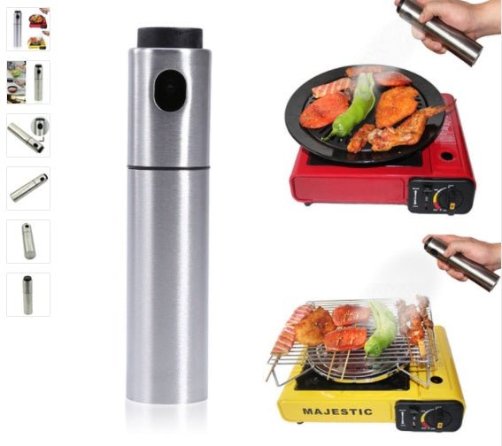 Stainless Steel Barbecue Spray Bottle $34.58 Dana Fashion Color: Glass Dana's Kitchen Overview: Stainless steel spray olive oil bottle Reusable and widely used This stainless steel injector can be used not only for oil, but also for soy sauce, vinegar, le