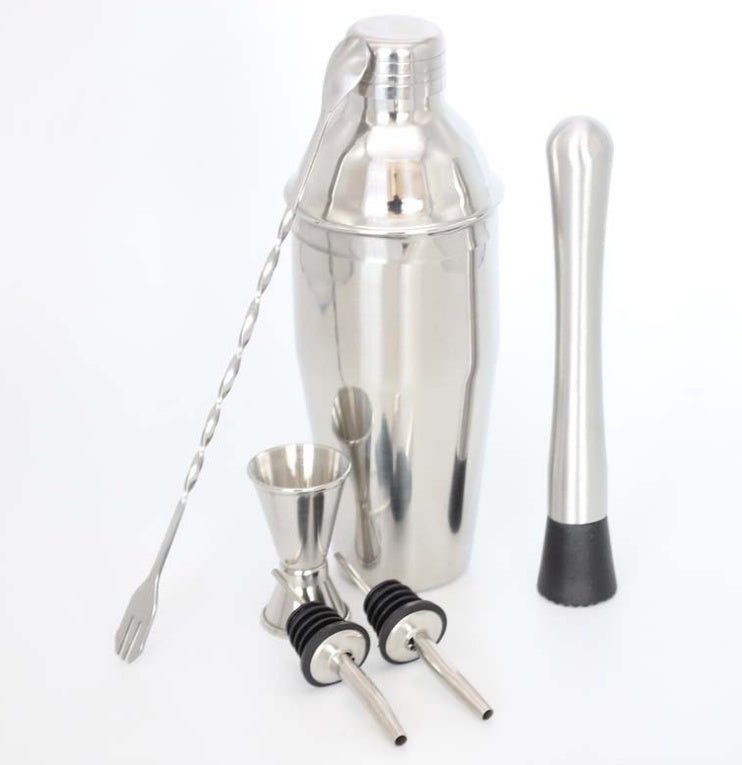 Stainless Steel Cocktail Shaker Ice Bucket Six-piece Set $60.18 Dana Fashion style: 16pcs Size: 550ml Dana's Kitchen Overview: The surface of this product is polished The surface can also be customized according to guests' preferences. It is exquisitely m