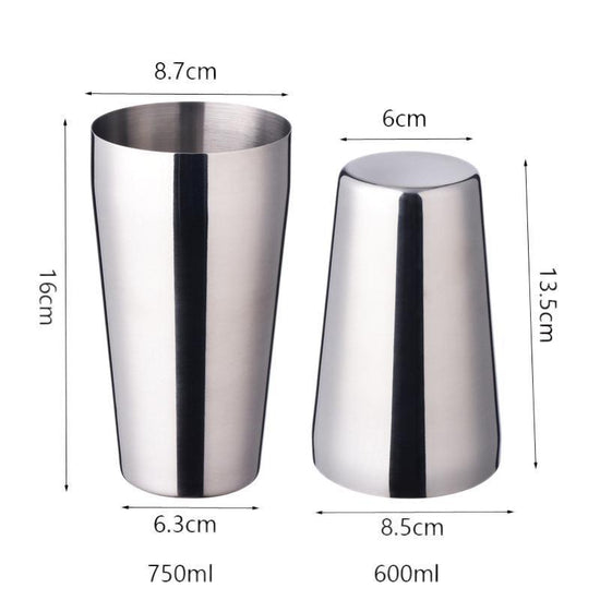 Stainless Steel Cocktail Shaker Ice Bucket Six-piece Set $33.46 Dana Fashion style: 2pcs Size: 750mlto600ml Dana's Kitchen Overview: The surface of this product is polished The surface can also be customized according to guests' preferences. It is exquisi