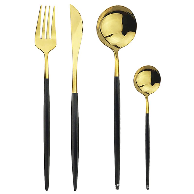 Stainless steel cutlery cutlery set $70.04 Dana Fashion Color: Black gold Quantity: 6 sets 24pcs Dana's Kitchen Modname = produits & cols = 5 & colspace = 10 & rowspace = 10 & showName = true & showPrice = tru Informations sur le produit Modname = ckedito
