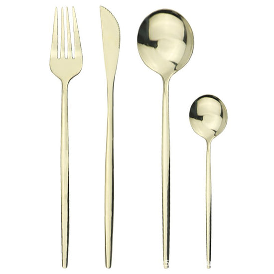 Stainless steel cutlery cutlery set $68.72 Dana Fashion Color: Champagne Quantity: 6 sets 24pcs Dana's Kitchen Modname = produits & cols = 5 & colspace = 10 & rowspace = 10 & showName = true & showPrice = tru Informations sur le produit Modname = ckeditor