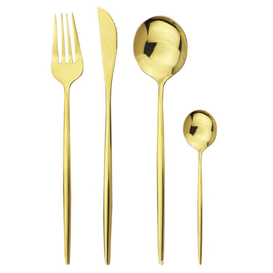 Stainless steel cutlery cutlery set $59.04 Dana Fashion Color: Gold Quantity: 6 sets 24pcs Dana's Kitchen Modname = produits & cols = 5 & colspace = 10 & rowspace = 10 & showName = true & showPrice = tru Informations sur le produit Modname = ckeditor Mate