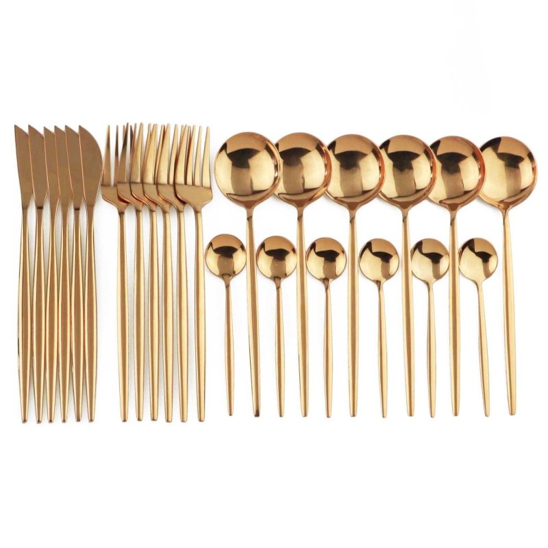Stainless steel cutlery cutlery set $70.04 Dana Fashion Color: Black gold Quantity: 6 sets 24pcs Dana's Kitchen Modname = produits & cols = 5 & colspace = 10 & rowspace = 10 & showName = true & showPrice = tru Informations sur le produit Modname = ckedito