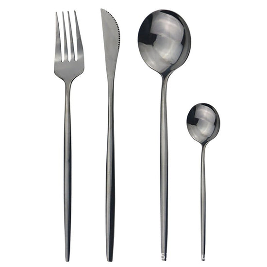 Stainless steel cutlery cutlery set $65.64 Dana Fashion Color: Black Quantity: 6 sets 24pcs Dana's Kitchen Modname = produits & cols = 5 & colspace = 10 & rowspace = 10 & showName = true & showPrice = tru Informations sur le produit Modname = ckeditor Mat