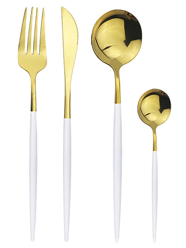 Stainless steel cutlery cutlery set $70.04 Dana Fashion Color: White gold Quantity: 6 sets 24pcs Dana's Kitchen Modname = produits & cols = 5 & colspace = 10 & rowspace = 10 & showName = true & showPrice = tru Informations sur le produit Modname = ckedito