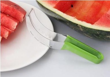 Stainless Steel Cutter For Watermelon Hami Melon Pitaya Pawpaw $10.52 Dana Fashion Color: Green Dana's Kitchen Overview: Kind-friendly, fast and easy watermelon slicer. Get the most out of your watermelon. Simply using and keeps your hands clean. Smart an