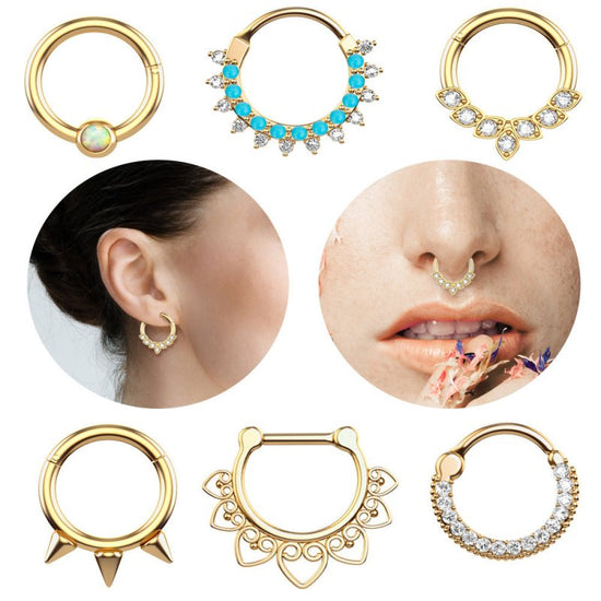 Stainless Steel Opal Nose Ring Nose Stud Stud Earrings Piercing Jewelry $12.08 Dana Fashion Color: Opal Gold Women's Accessories Product information: Color: rose gold, gold, steel Material: stainless steel, Opal Style: Simple Packing list: Nose rings * 1p