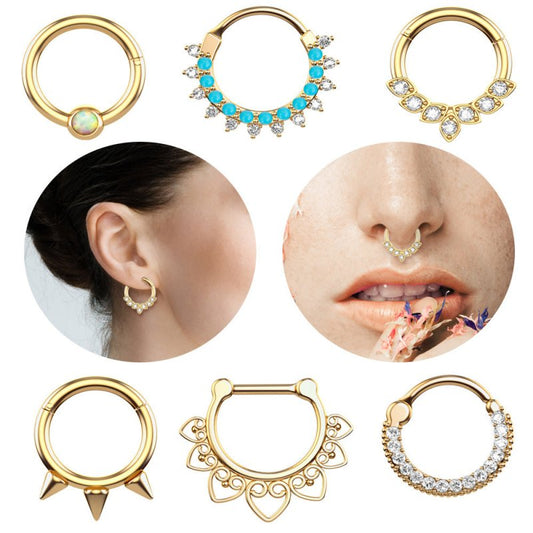 Stainless Steel Opal Nose Ring Nose Stud Stud Earrings Piercing Jewelry $12.08 Dana Fashion Color: Opal Gold Women's Accessories Product information: Color: rose gold, gold, steel Material: stainless steel, Opal Style: Simple Packing list: Nose rings * 1p