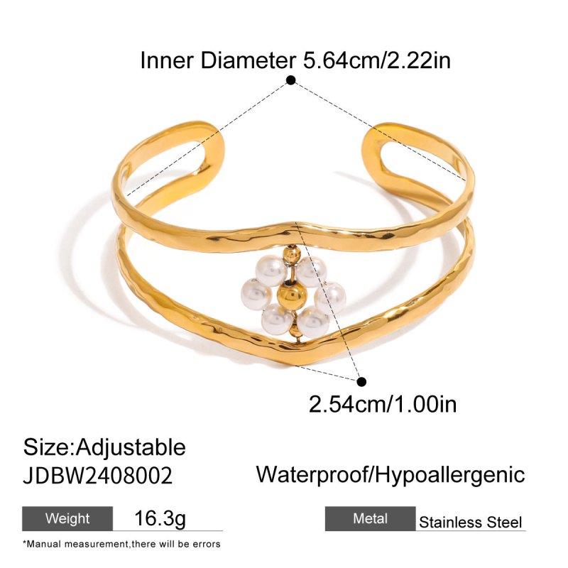 Stainless Steel Pearl Bracelet Opening Does Not Fade $25.00 Dana Fashion Color: JDBW2408002 Women's Accessories Product information: Color: JDB201489-PR,JDB201481,JDB201421-P,JDBW2408002 Material: Stainless steel Popular elements: round Packing list: Stai