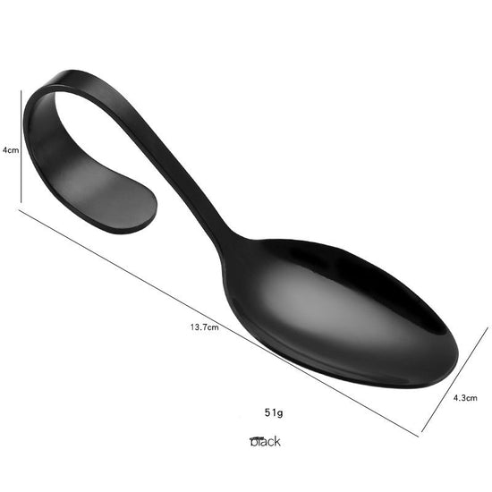 Stainless steel serving spoon cutlery $9.50 Dana Fashion Color: Black Dana's Kitchen Material: Stainless steel Applicable object: Adult Stainless steel material: 316 stainless steel Style: Western Polishing process: cloth wheel light (mirror polishing) Pr
