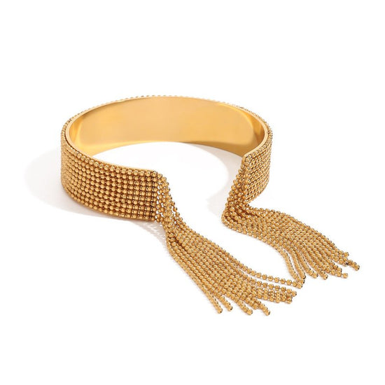 Stainless Steel Tassel Open-ended Bracelet Niche $39.00 Dana Fashion Color: JDBW2410020 Women's Accessories Product information: Treatment Process: Electroplating Color: JDBW2410020 Material: Stainless steel Popular elements: Bracelet Packing list: Bracel