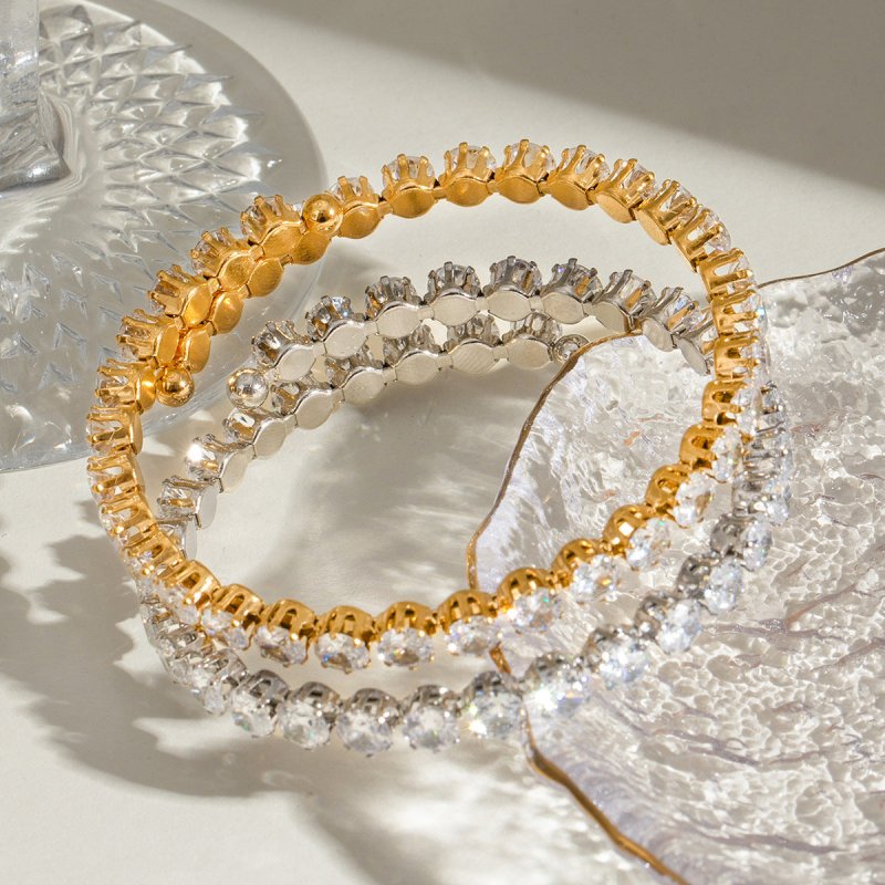 Stainless Steel White Zircon Full Zirconium Bracelet $30.00 Dana Fashion Color: JDBW2408016 Women's Accessories Product information: Treatment Process: Electroplating Color: JDBW2408016,JDBW2408016-S Material: Stainless steel Popular elements: Ring Type:
