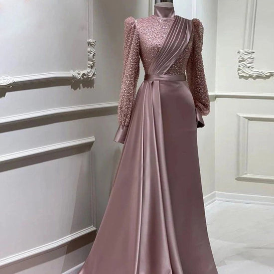 Stand Collar All-inclusive Long Sleeve Detachable Evening Dress Elegant Elegant Two-piece Suit $349.50 Dana Fashion Color: Dress Plus Floating Piece Size: US10 Women's clothing Product information: Fabric name: Satin Color: slim dress, dress plus floating