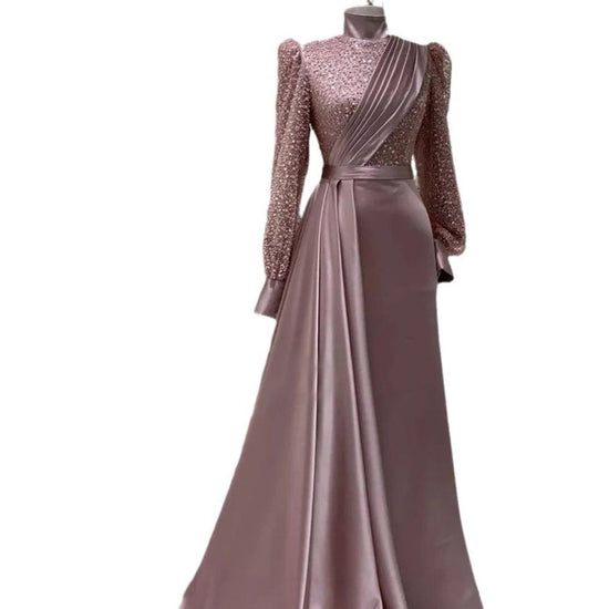 Stand Collar All-inclusive Long Sleeve Detachable Evening Dress Elegant Elegant Two-piece Suit $349.50 Dana Fashion Color: Dress Plus Floating Piece Size: US10 Women's clothing Product information: Fabric name: Satin Color: slim dress, dress plus floating