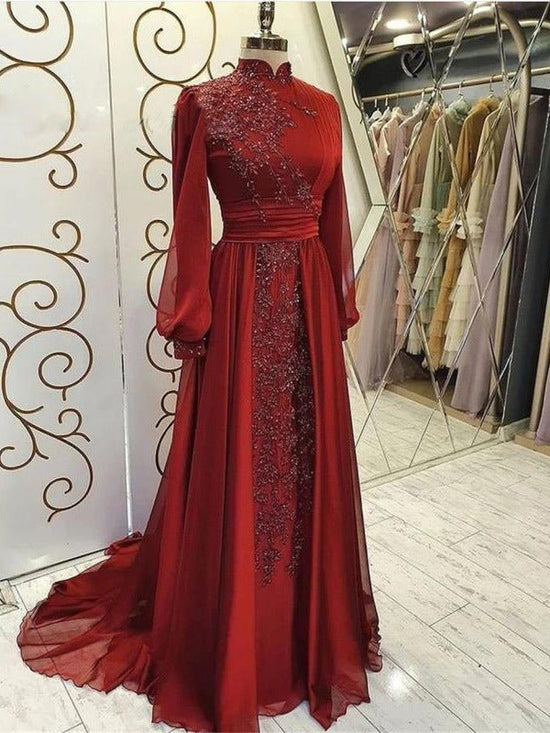 Stand Collar Luxury Long Sleeve Evening Dress $350.00 Dana Fashion Color: Picture Color Size: US10 Women's clothing Product information: Fabric name: lace Color: Picture color Sleeve type: regular sleeve Main fabric composition: Polyester Fiber (polyester